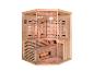 Helle Eck-Infrarotsauna aus Holz mit Glastür und Heizpaneelen, Marke HOMEDELUXE.