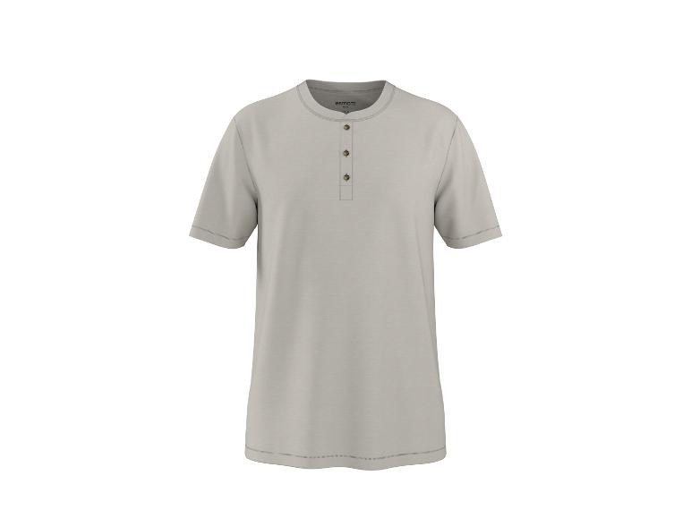 Hellbeiges Kurzarm-Henley-T-Shirt für Herren