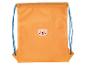 Orangener Turnbeutel mit Löwenmotiv für Kinder.