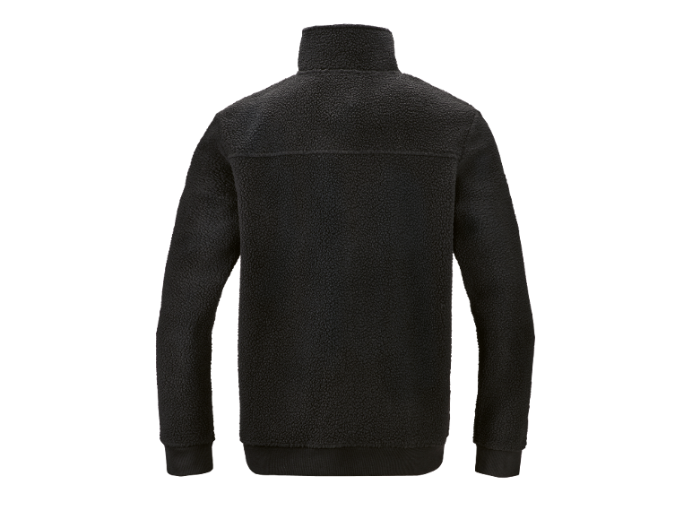 Rückseite einer Herren-Fleecejacke in Schwarz