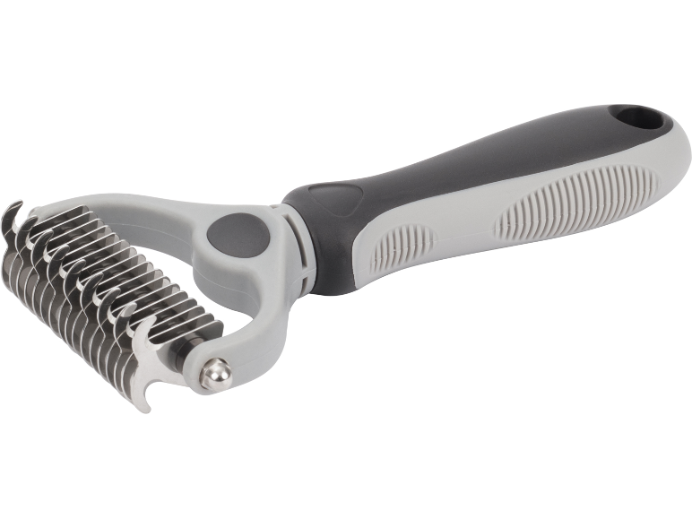 Entfilzungskamm für Haustiere mit ergonomischem Griff.