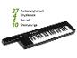 Schwarzes elektronisches Keyboard mit 37 Tasten, 4 Rhythmen, 4 Sounds und 10 Demosongs.
