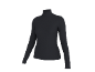 Schwarzer Rollkragenpullover mit langen Ärmeln und Rippenstruktur.
