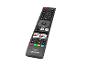 Schwarze TV-Fernbedienung mit Ziffern, Navigationstasten und Streaming-Dienst-Shortcuts.