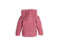 Rosa gestrickter Kinder-Kapuzenpullover, von hinten gesehen.