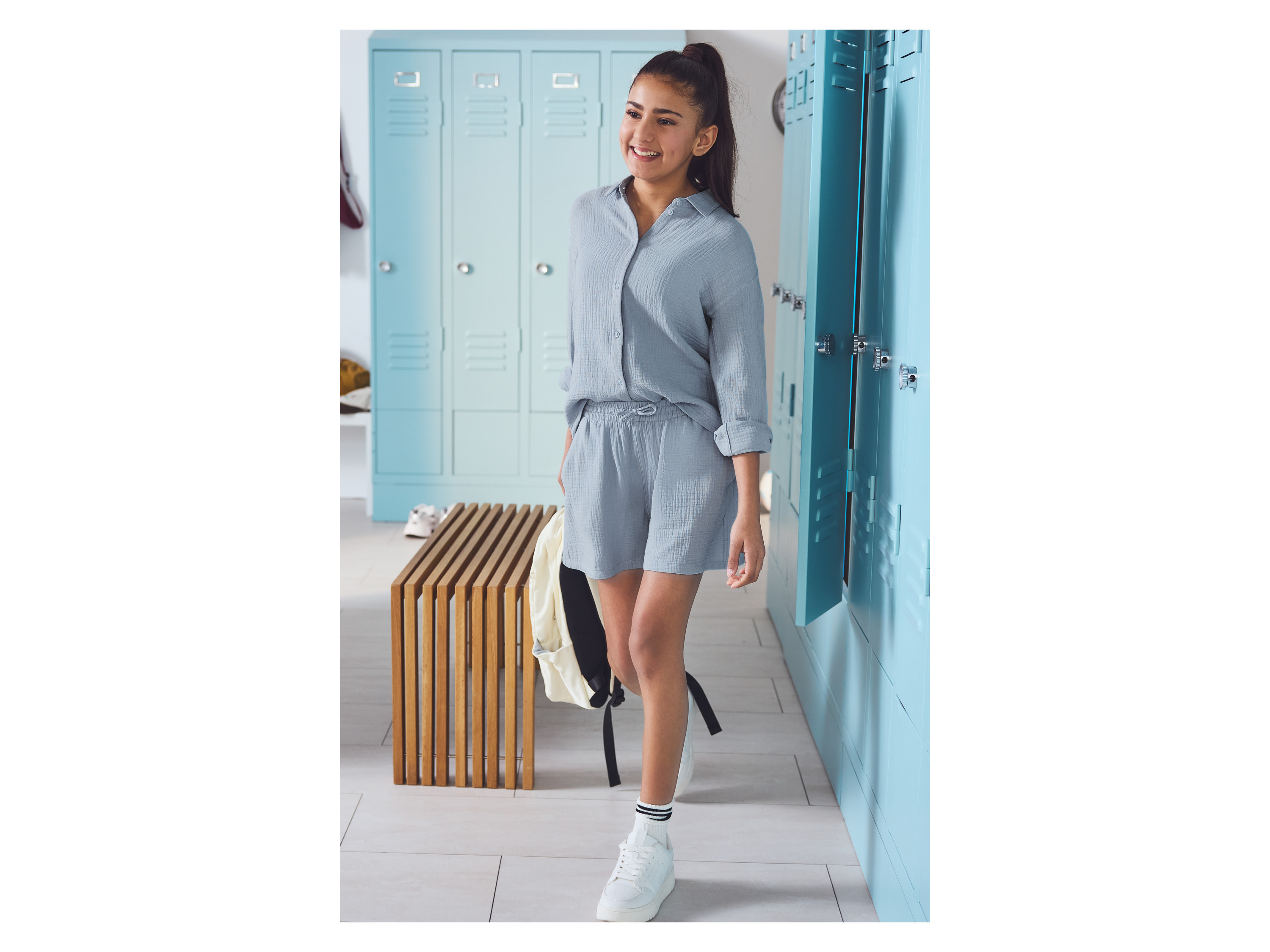 ESMARA KIDS Kinder Musselin Bluse (Blau, 158/164) – Bild 4 von 4