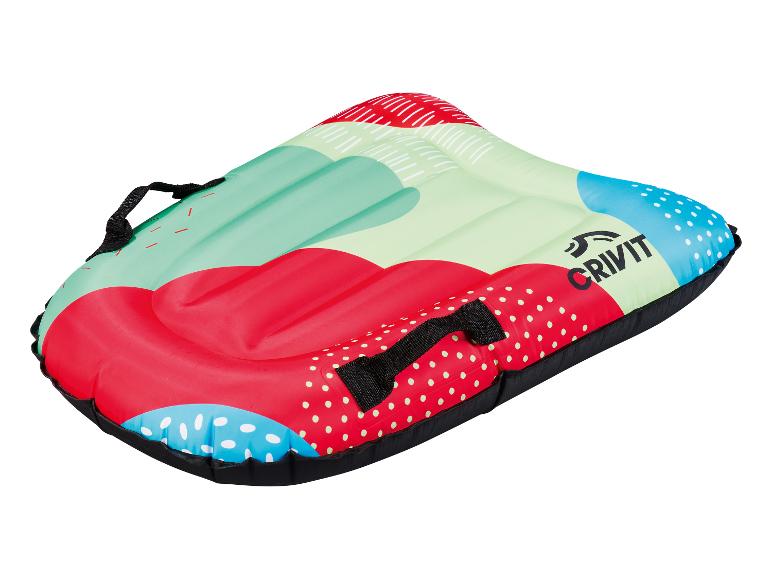 Ein bunter Crivit-Schlitten zum Aufblasen, ideal für den Winter.
