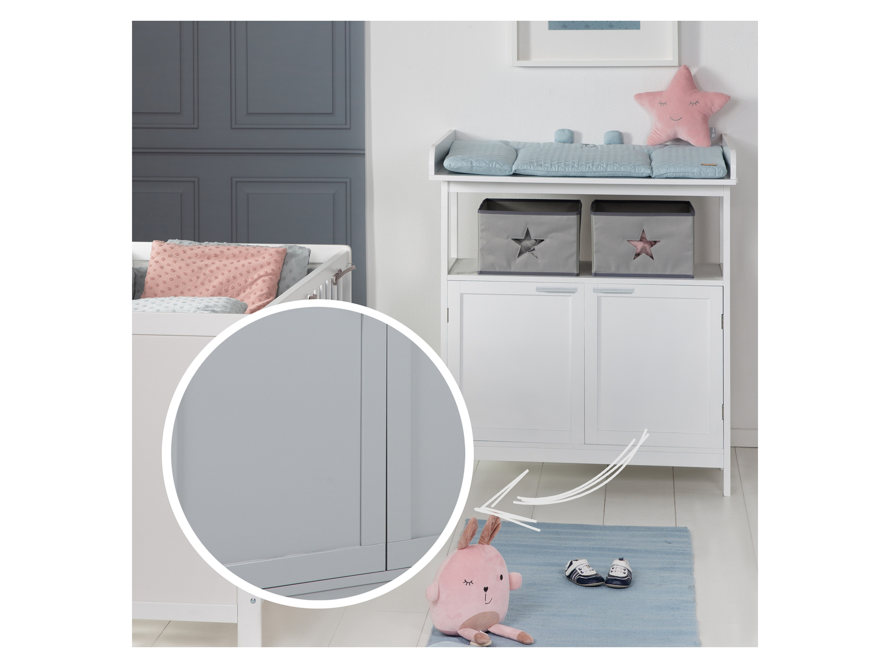 Thumbnail - roba Wickelkommode »Hamburg«, mit Wickelansatz (2 Türen, Taupe)