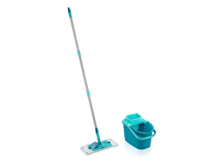 Wischmopp- und Eimer-Set in Türkis und Grau, zur Bodenreinigung.