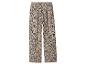Beige Hose mit schwarzem Leopardenmuster und weitem Bein.