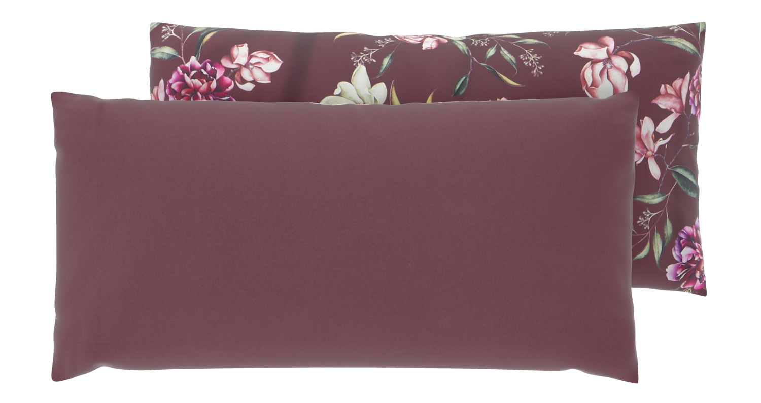 LIVARNO® Mikrofaser-Satin Kissenbezug, 2 Stück, 40 x 80 cm (Floral/rot) – Bild 3 von 4