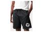 Schwarze Mesh-Shorts mit Kordelzug und rundem Emblem