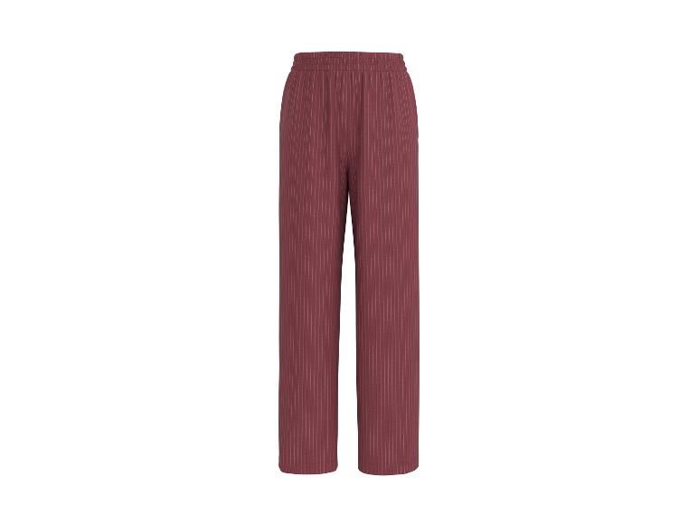 Damenhose mit elastischem Bund und Streifenmuster in Rotbraun.