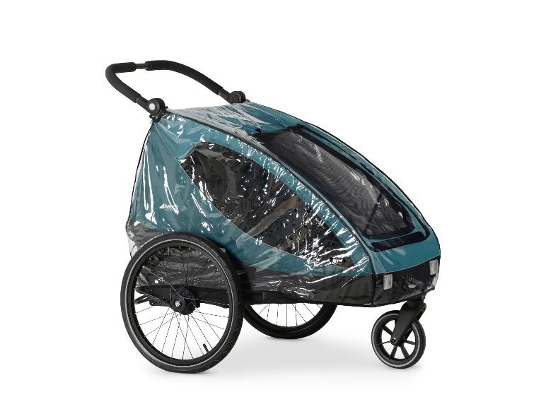 Hauck Dry Duo Kinderwagen in Türkis mit transparenter Regenabdeckung.