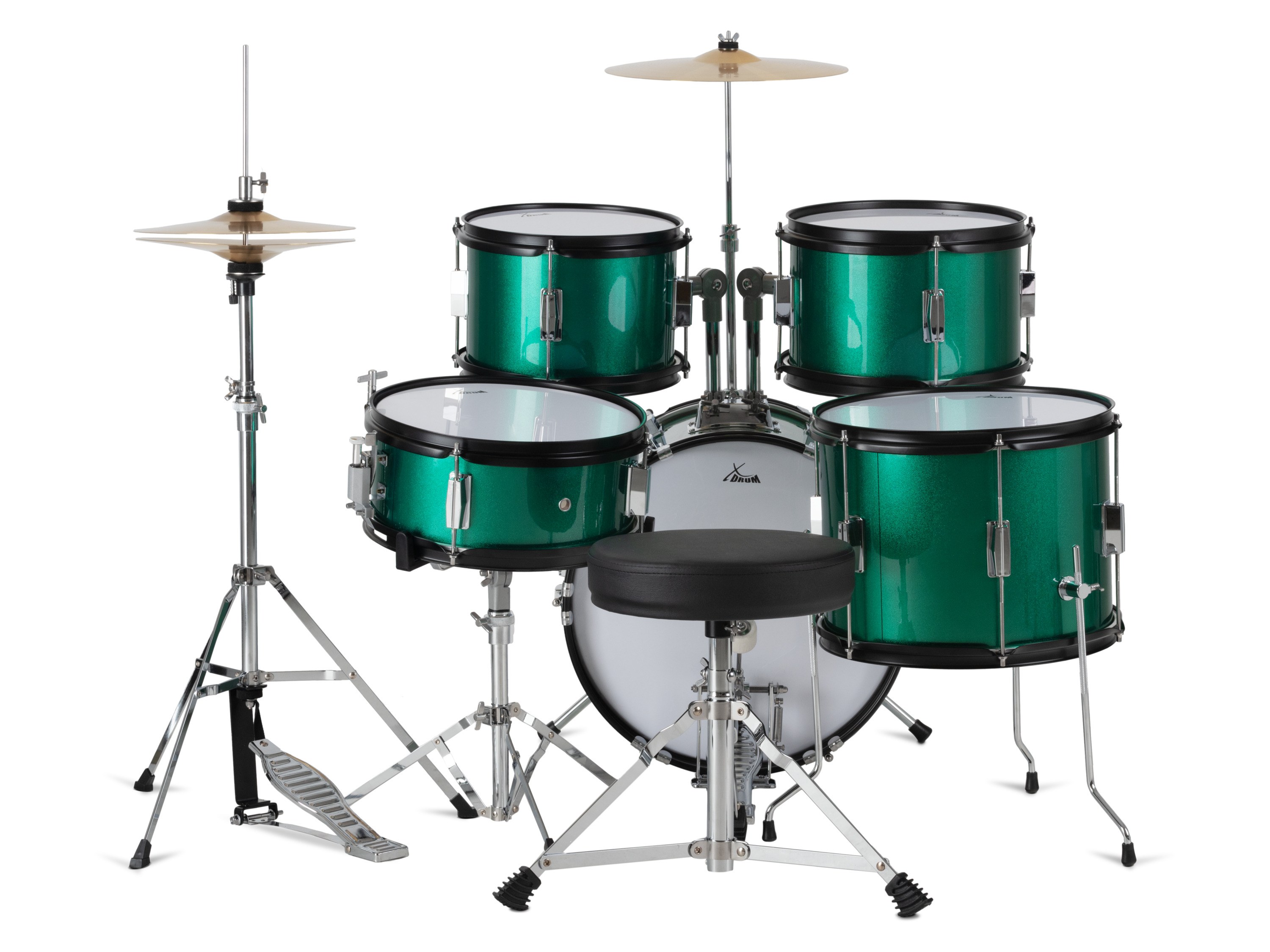 Thumbnail - XDrum Junior Pro Kinder Schlagzeug (Green Sparkle inkl Schule)