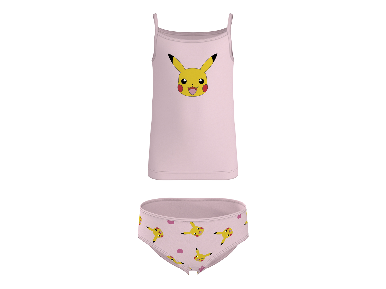 LUPILU® Kinder-Unterwäsche-Set 'Pokémon' mit rosa Unterhemd und passendem Slip.