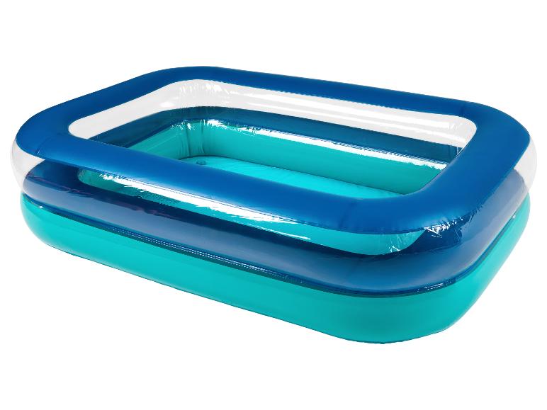 Rechteckiger aufblasbarer Pool mit blauen, weißen und türkisen Schichten