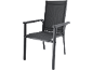 Dunkelgrauer Outdoor-Stuhl mit Netzbespannung an Sitz und Rückenlehne