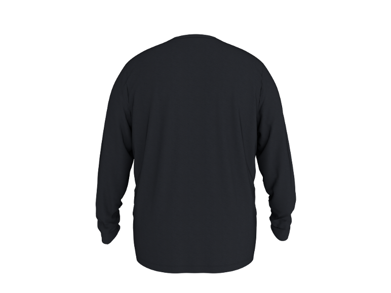 Dunkelgraues Herren-Langarmshirt, Rückansicht.