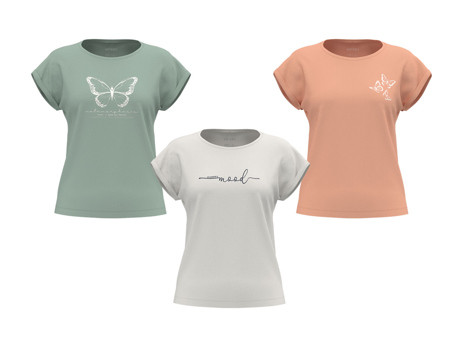 esmara® Damen T-Shirt mit modischem Print und überschnittenen Schultern