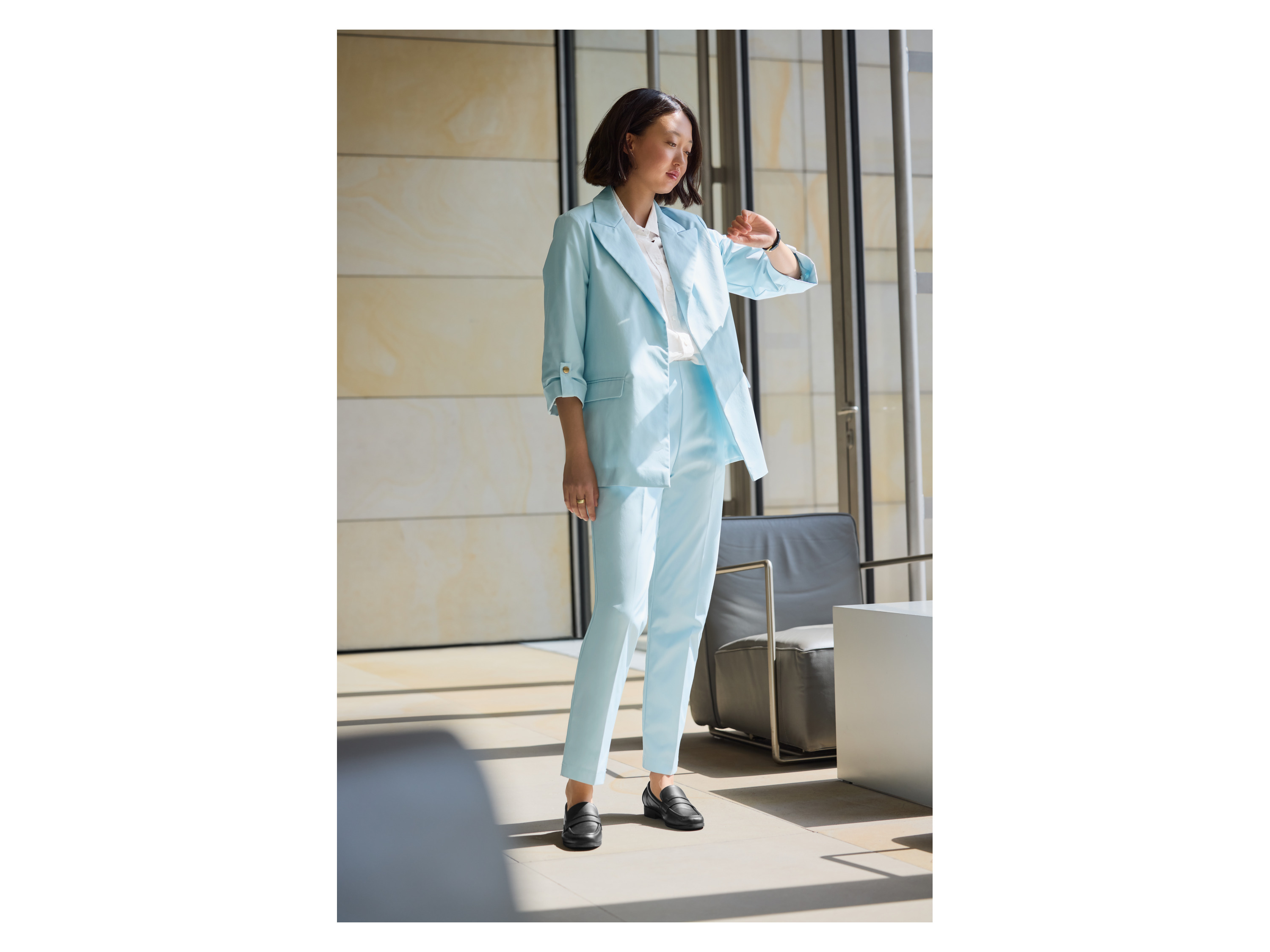 Thumbnail - esmara® Damen Blazer, mit Eingrifftaschen (Hellblau, 36)