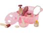 Spielzeug-Spa-Set mit rosa Tasche, Gesichtsmaske, Bürste, Spiegel und Cremes.