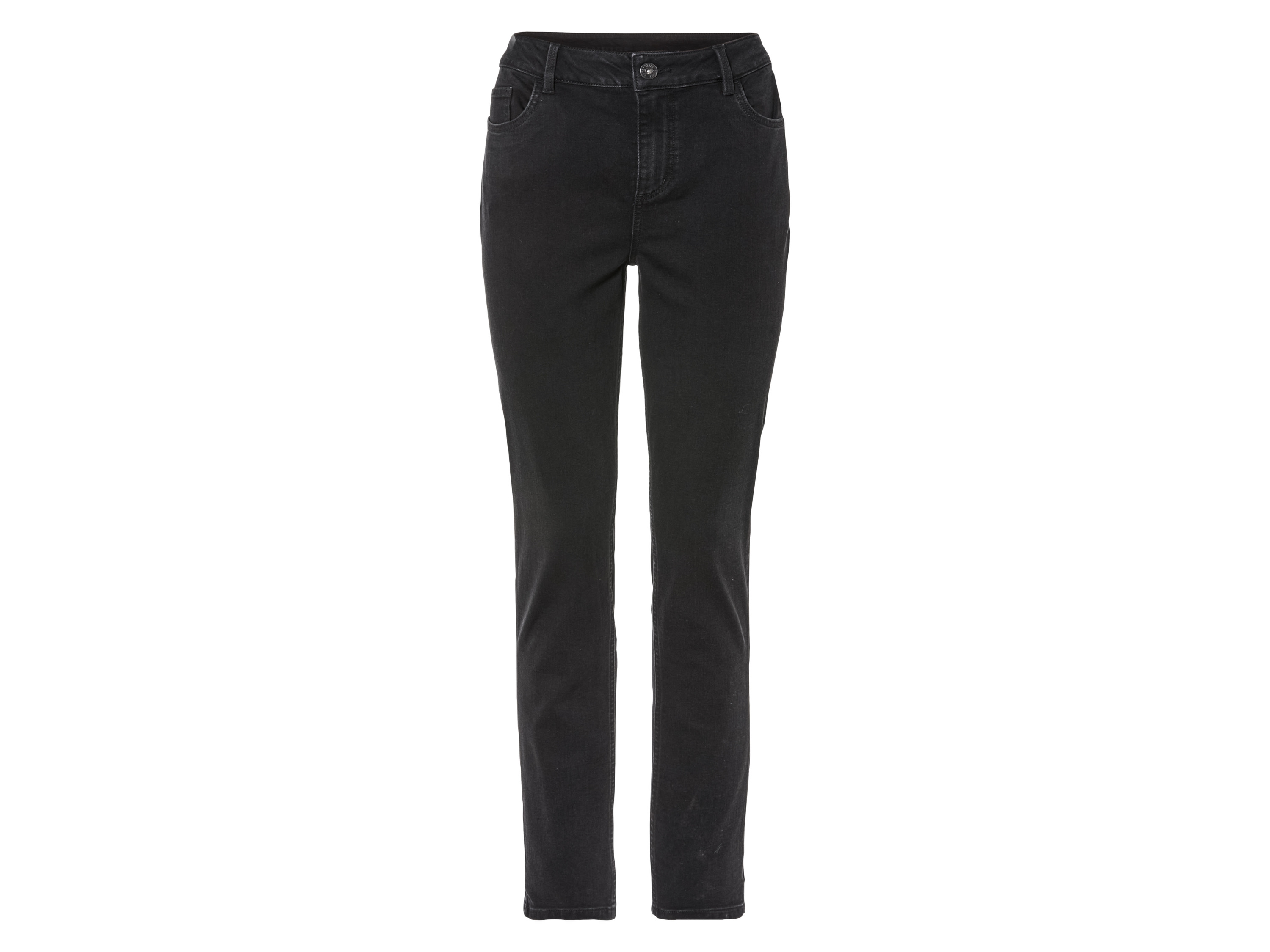 esmara® Damen Jeans Slim Fit (Schwarz, 38 long length)““ | YKK-Markenreißverschluss Passform: Slim Fit Schnitt: schmal geschnitten Leibhöhe: normale Leibhöhe Länge: kurz, regulär