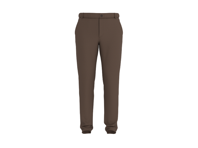 Lange braune Herrenhose mit elastischem Bund.
