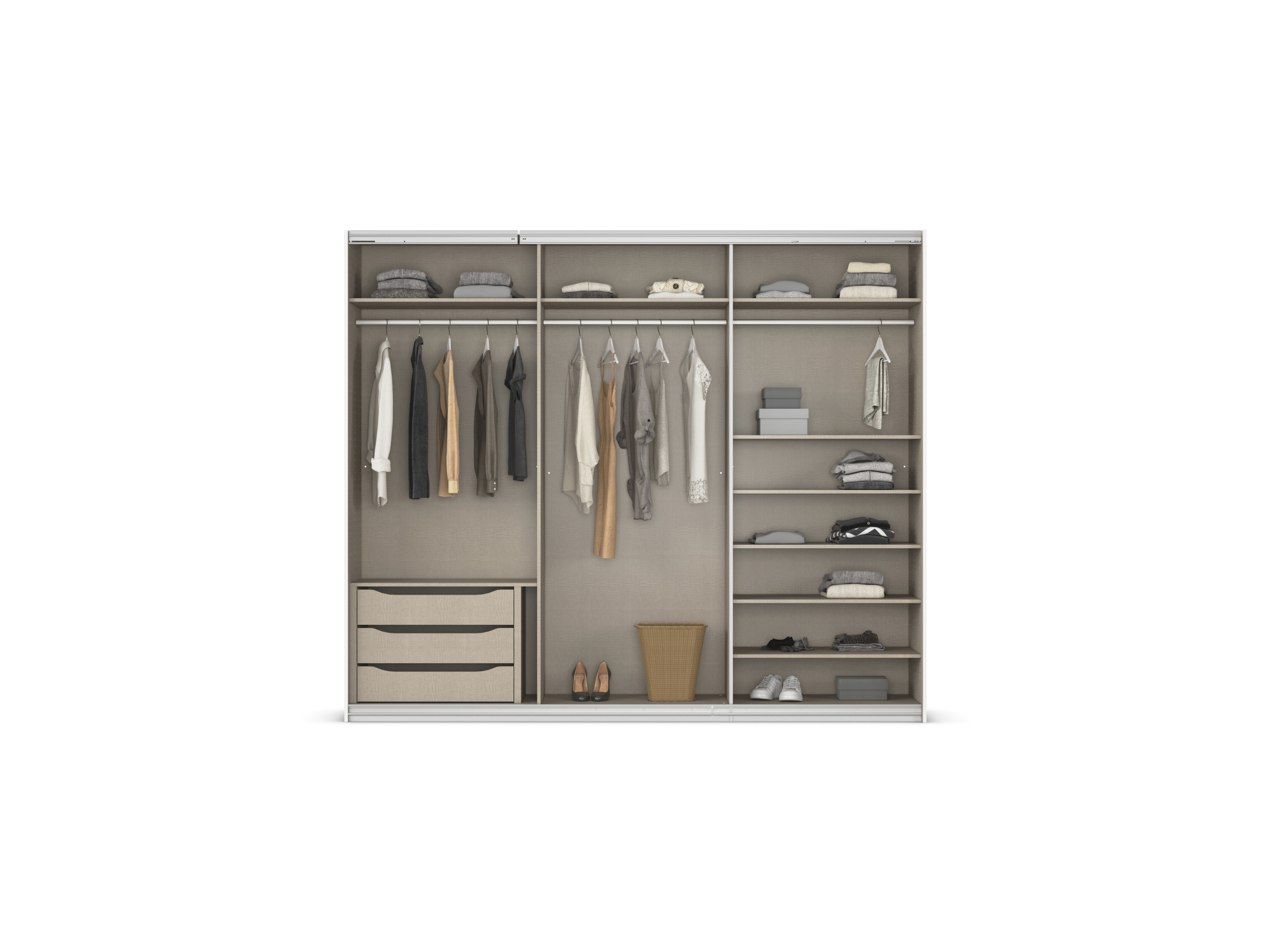 Thumbnail - rauch ORANGE KULMBACH Schwebetürenschrank 3-trg., alpinweiß mit Spiegel (Zubehör Deluxe)