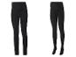 Schwarze Leggings und Strumpfhose, Vorder- und Rückansicht.