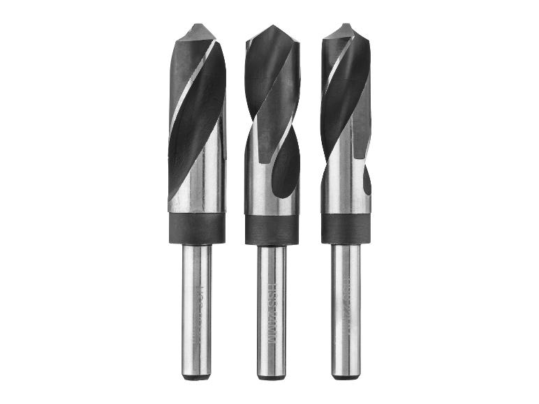 Drei HSS-Bohrer, geeignet für Holz und Metall.
