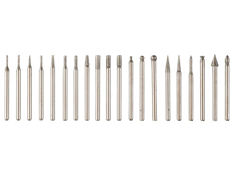Set mit 20 diamantbeschichteten Schleifstiften in verschiedenen Formen