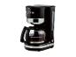 Schwarze Kaffeemaschine mit Kanne, mit der Aufschrift „1973“ und Wasserstandsanzeige.