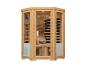 ARTSAUNA Infrarotsauna aus hellem Holz mit Glastür und Bedienfeldern