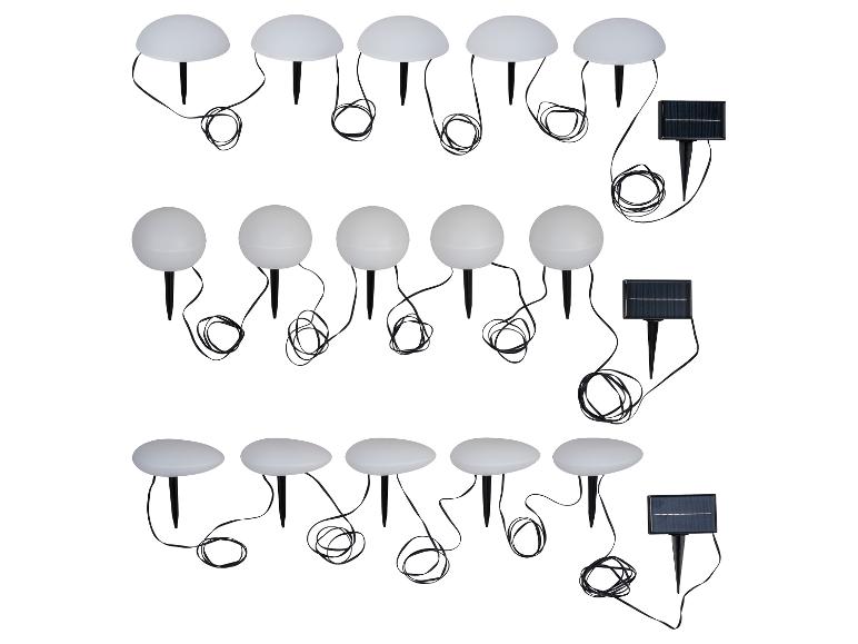 Solar-Außenleuchten: Pilz- und Kugelmodelle.