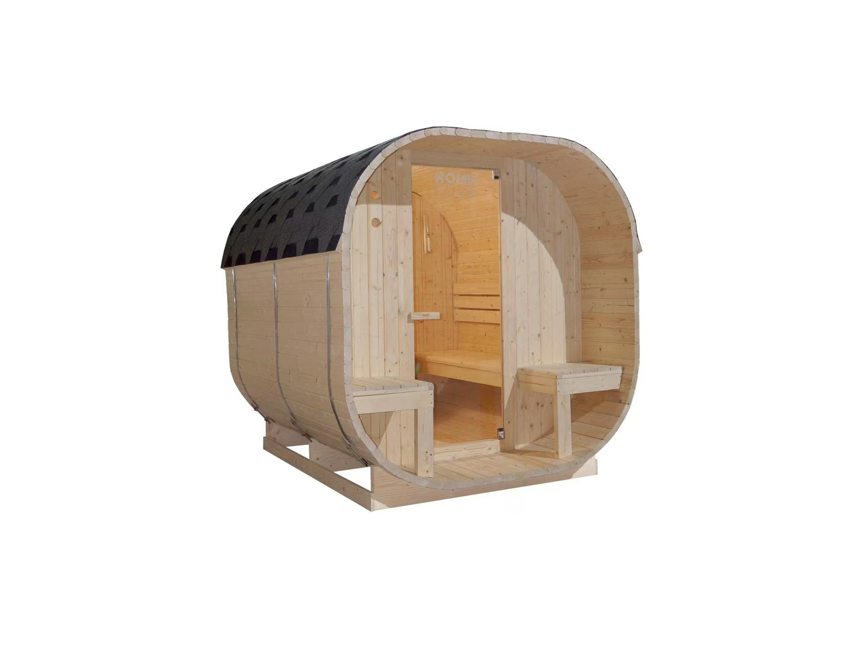 HOME DELUXE Sauna Outdoor Sauna CUBE - Größenauswahl, BxTxH: 220 x 194 x 185 cm, 38,00 mm, (inkl. 8 kW Saunaofen & Saunazubehör) Saunahaus aus Fichtenholz I Gar – Bild 4 von 4