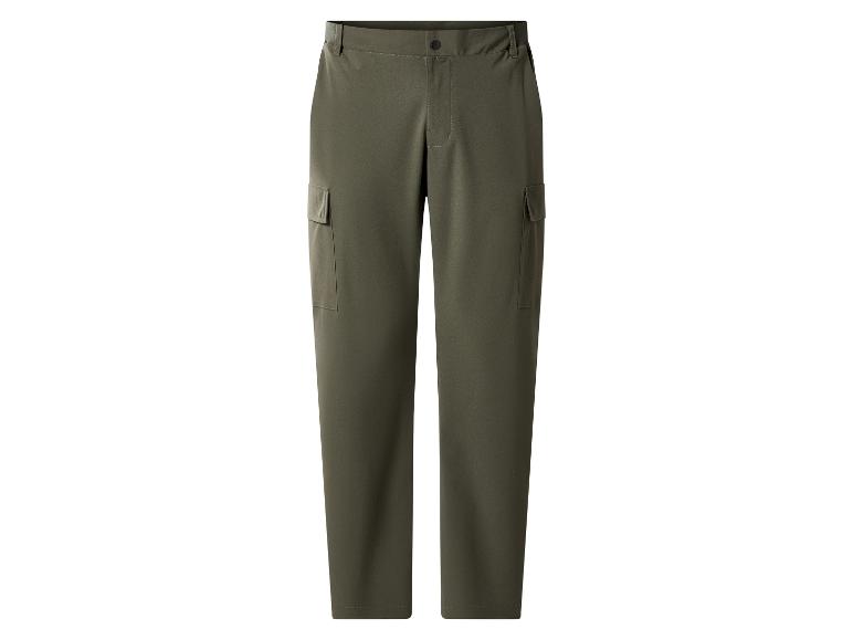 Dunkelgrüne Cargohose mit Seitentaschen.
