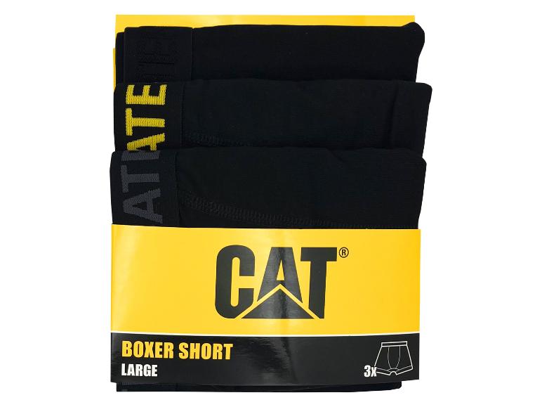 Schwarze Boxershorts, Größe L, im 3er-Pack mit gelber Verpackung.