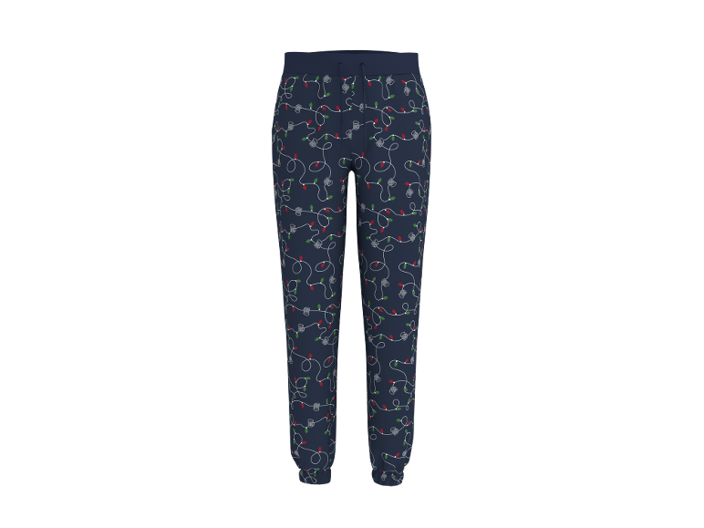 Dunkelblaue Jogginghose mit festlichem Lichterketten-Muster