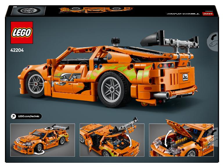 LEGO Technic 42204 Karton mit dem orangefarbenen Fast & Furious Auto.
