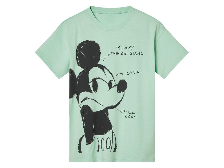 Hellgrünes T-Shirt mit ikonischem Mickey Mouse-Motiv.