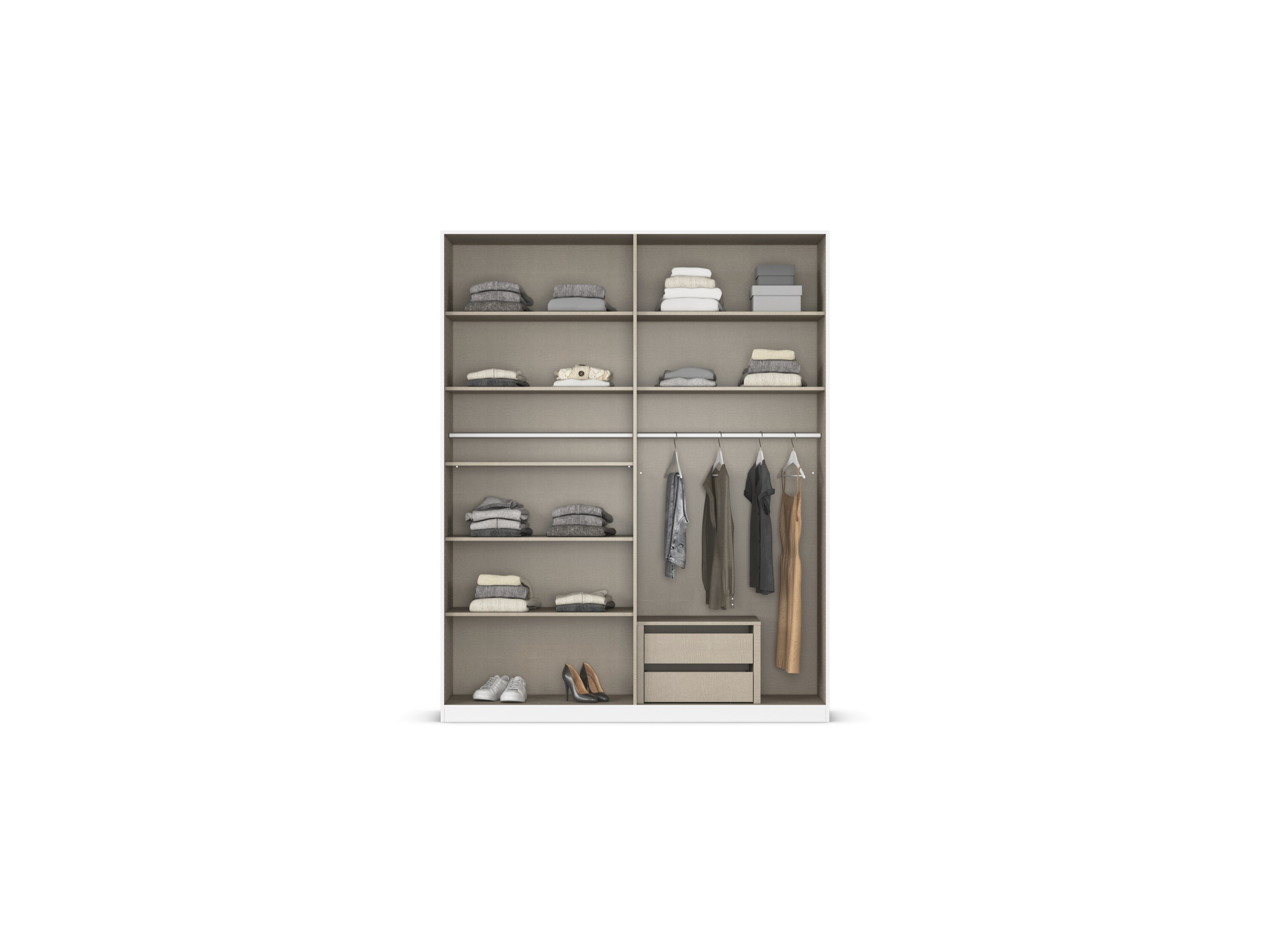 RAUCH ORANGE Drehtürenschrank Alabama mit Spiegel (Premium-Zubehör, Graumetallic, Griffe Grau, 181 x 229 cm) – Bild 4 von 4