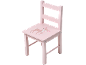 Rosa Kinderstuhl mit schlafendem Rehkitz-Aufdruck.