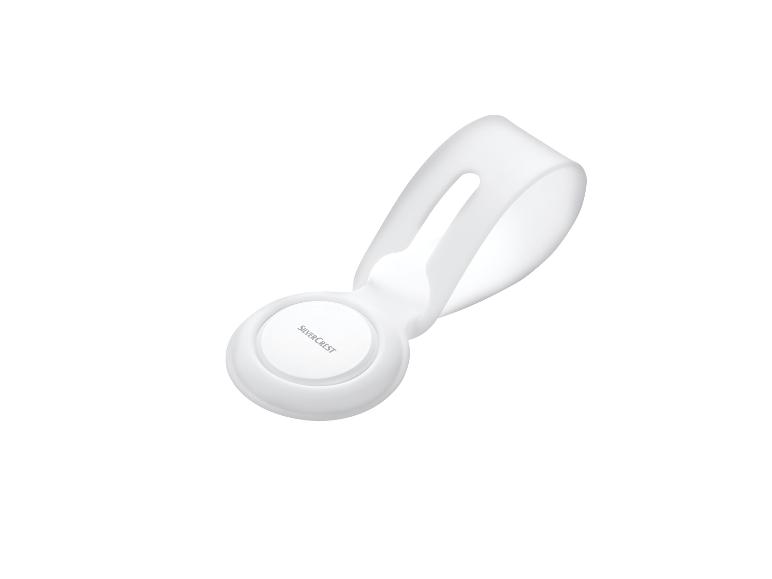 Weißer SilverCrest Wandhalter mit Klebepad.