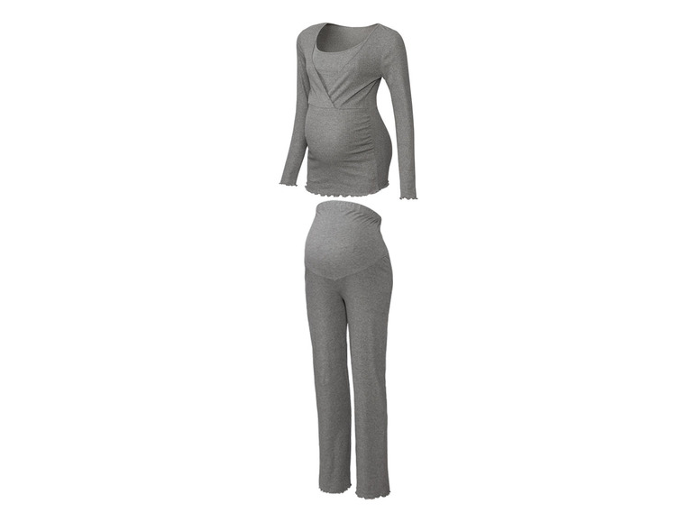 Gehe zu Vollbildansicht: esmara® Damen Umstandspyjama aus weicher Ripp-Qualität - Bild 2