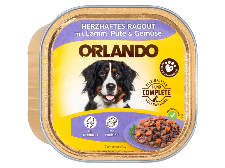 Gehe zu Vollbildansicht: ORLANDO Hundevollnahrung Herzhaftes Ragout mit Pute, Lamm & Gemüse, 21 x 300 g - Bild 2