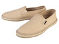 Zwei Paar beige Canvas-Slipper mit Bastsohle.