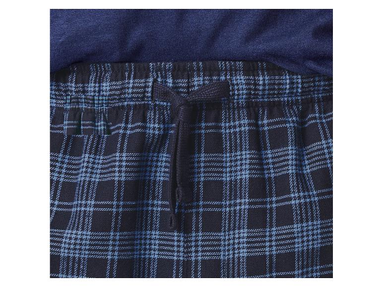 Herren-Pyjamahose mit blauem und marineblauem Karomuster und Kordelzug.