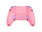 Rosa Gamecontroller mit lila Tasten und Programmiertaste auf der Rückseite.