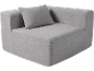 Hellgraues modulares Ecksofa mit passendem Kissen.